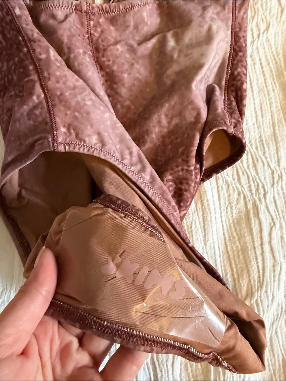 Skims Plunge One-Piece Swimsuit in Dusty Rose